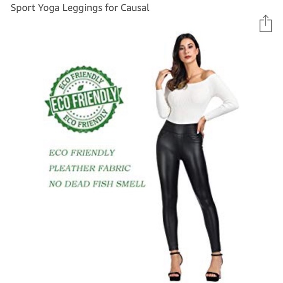 High Waisted Leather Leggings - Picture 2 of 4